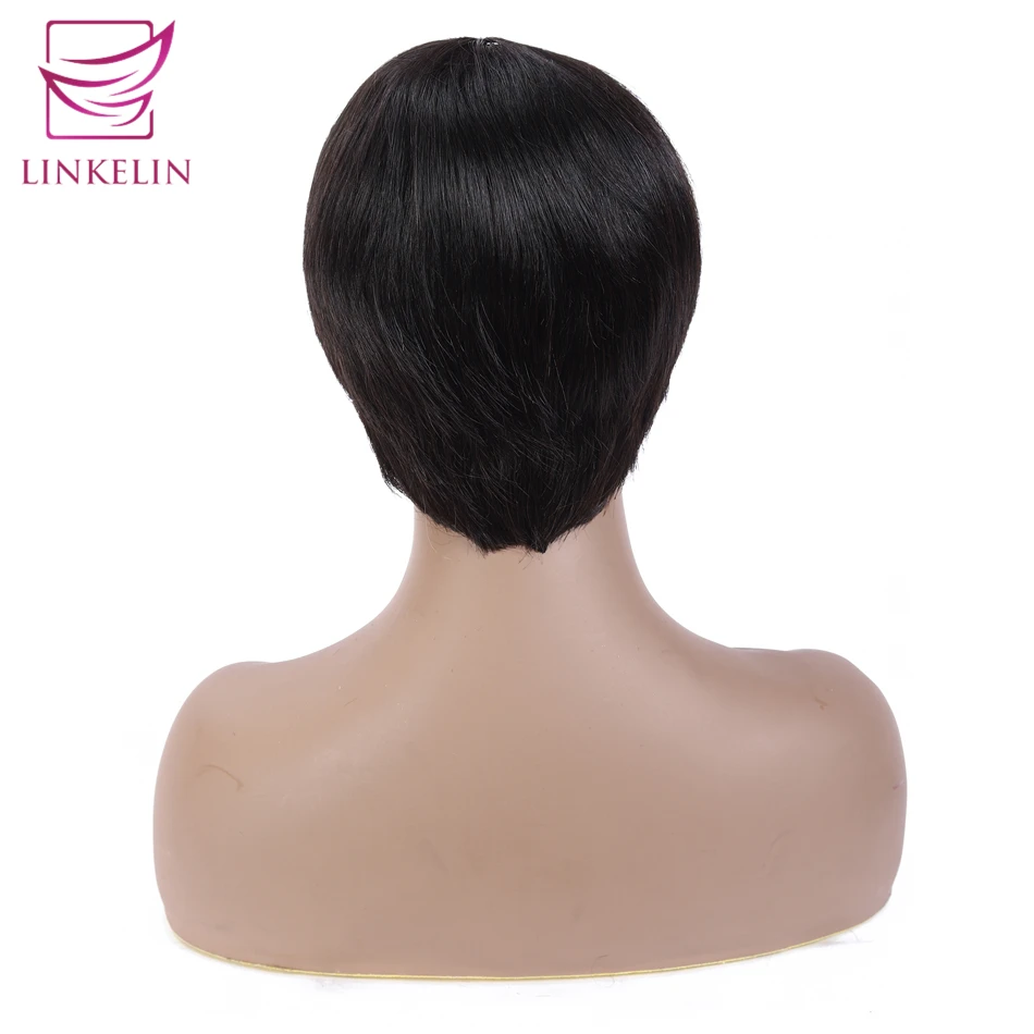 LINKELIN HAIR короткие парики из человеческих волос Non-Remy бразильские прямые человеческие волосы для женщин 100% машинная работа без запаха волос от AliExpress WW