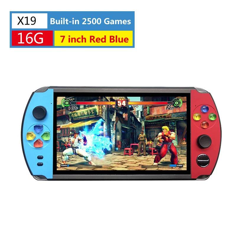 X19 16G Red Blue X16 7 дюймов игровой консоли 8 Гб 16 г ручной X19 чехол для телефона в виде ретро-игровой плеер встроенный 2500/3000 игр X12 плюс видео игрового контроллера геймпад для Neogeo Arcade - Цвет: X19 16G Red Blue