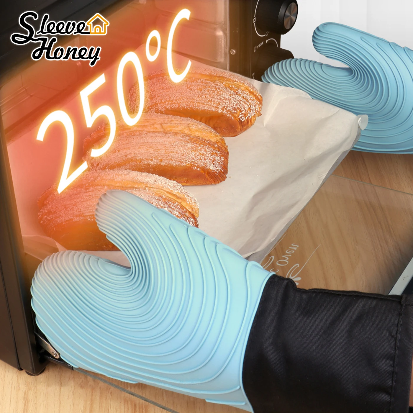 1 пара силиконовые перчатки для духовки и барбекю |