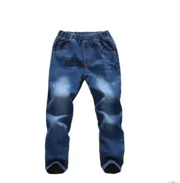 dark blue Новая коллекция зимних джинсов для мальчиков утепленные джинсы для мальчиков утепленные штаны для детей штаны на резинке штаны для детей повседневные джинсы для мальчиков - Цвет: dark blue
