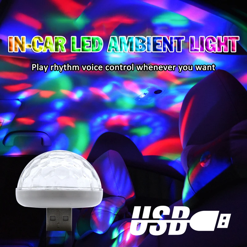Новый мини светодиодный USB автомобильный атмосферный светильник RGB цветная