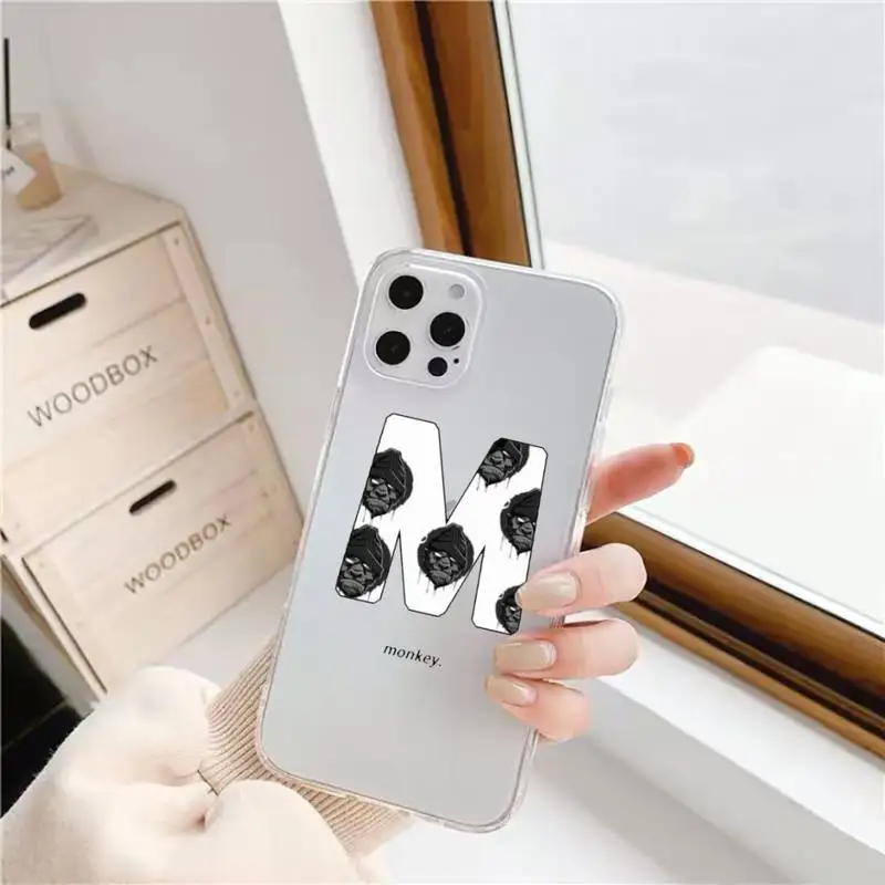 

MONKEY animal M Word Phone Case Transparent for iPhone 11 12 6 7 8 Pro X XS Max XR Plus Silicone Soft TPU Clear mobile bags