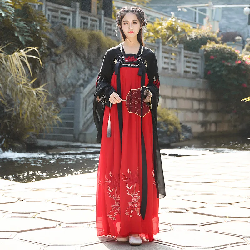 Новинка 2021 одежда ханьфу красное платье свежее и элегантное сказочное