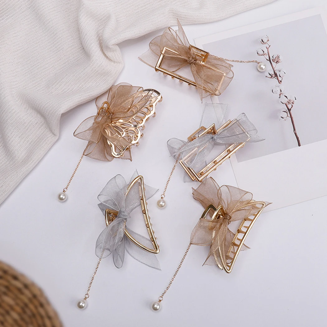 

5PCS Fashion Cute Hair Claw Clips Bowknot Metal Hair Clamps Hair Accessories For Thick Hair For Girls Headwear