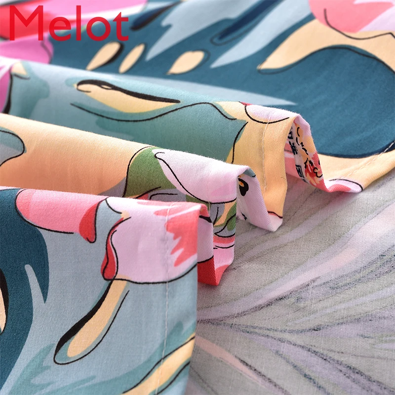 

Green Leaf Pink Flower Nordic Egg Cotton Bedding Set Queen King Bed Sheet Quilt Cover Pillowcase Four-Piece Set