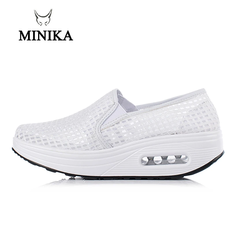 Женские кроссовки с толстой подошвой Дышащие сетчатые без шнуровки Chaussure Demme