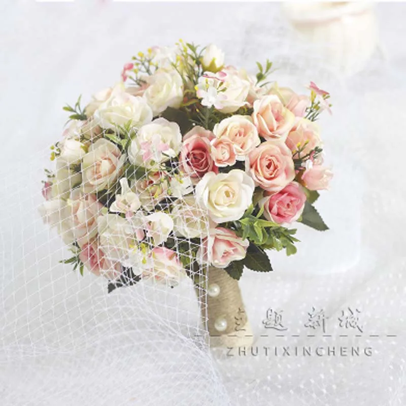 Свадебный букет ручной работы искусственный цветок роза свадебный свадебное