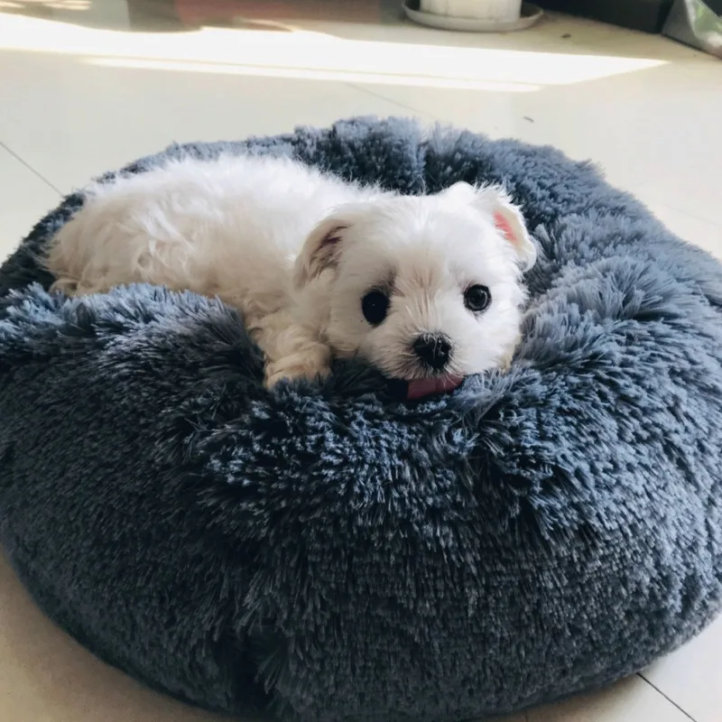 Домашние собаки кошки щенки Успокаивающая зимняя кровать круглое гнездо Теплые