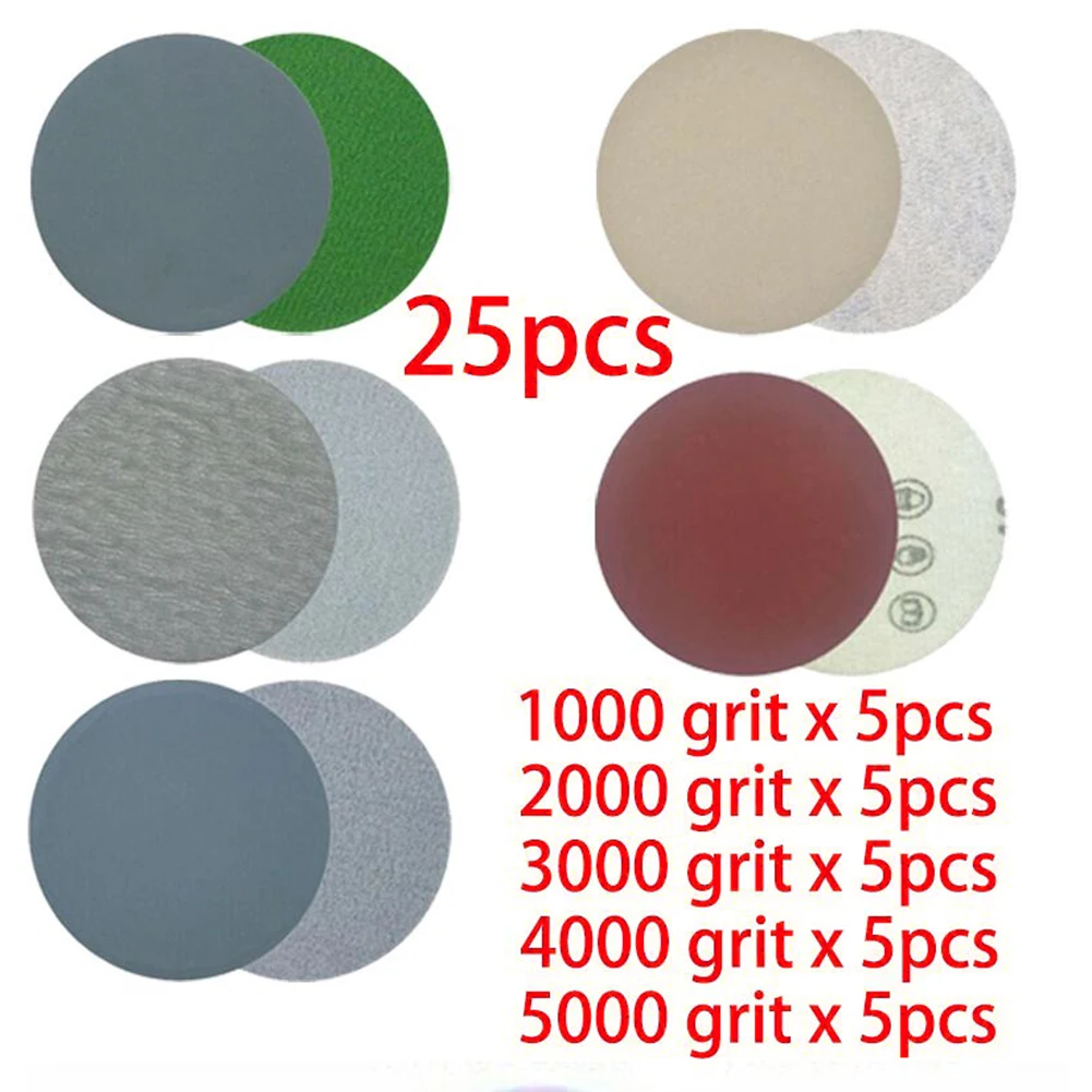 

25PCS 3-inch 75MM Disc Flocking Sand Paper 1000 2000 3000 4000 5000 Grit Wet Dry Use Sand Paper for Jade Car Polishing
