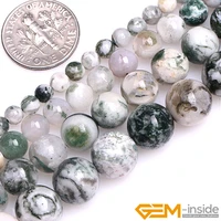 natural stone moss tree agates round beads for jewelry making strand 15 diy bracelet jewelry loose bead 4mm 6mm 8mm 10mm
