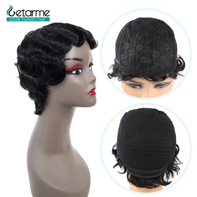 Getarme волосы Короткий Палец волнистые парики боб парик Pixie Cut парик для черных женщин бразильские не Реми волосы короткие человеческие волосы парики