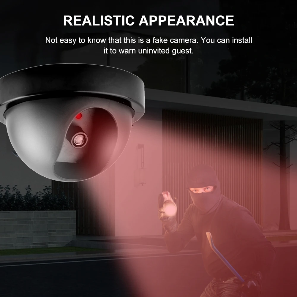 Поддельная Водонепроницаемая камера видеонаблюдения купольная с мигающим
