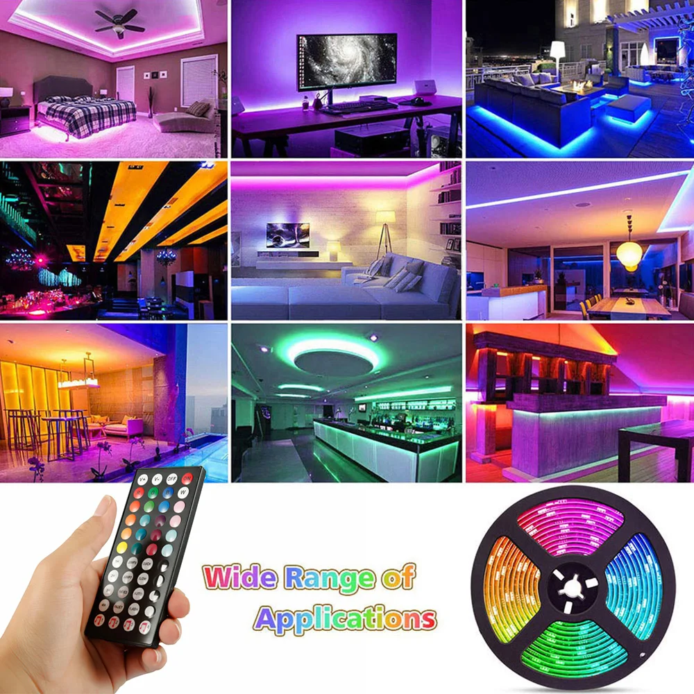 LED Strip 5050 DC 12 V RGB Flexible Tape Ribbon Light for Room SMD 10M Diode Remote +Adapter plug | Лампы и освещение