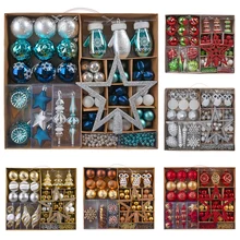 Valery Madely 90Pack Christmas Balls Ornaments Xmas Christmas Tree Hanging Snowflake Pendants for New Year Navidad Home Decor