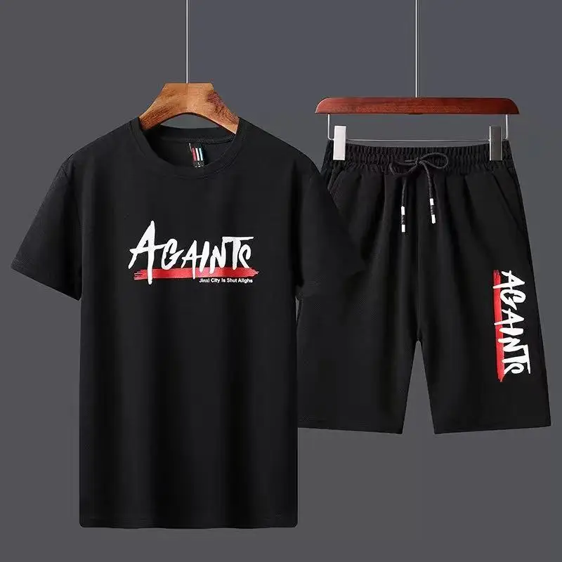 

Men's Tracksuit Summer Clothes Sportswear Two Piece Set T Shirt Shorts Brand Track Clothing Male Sweatsuit Sports Suits Husband