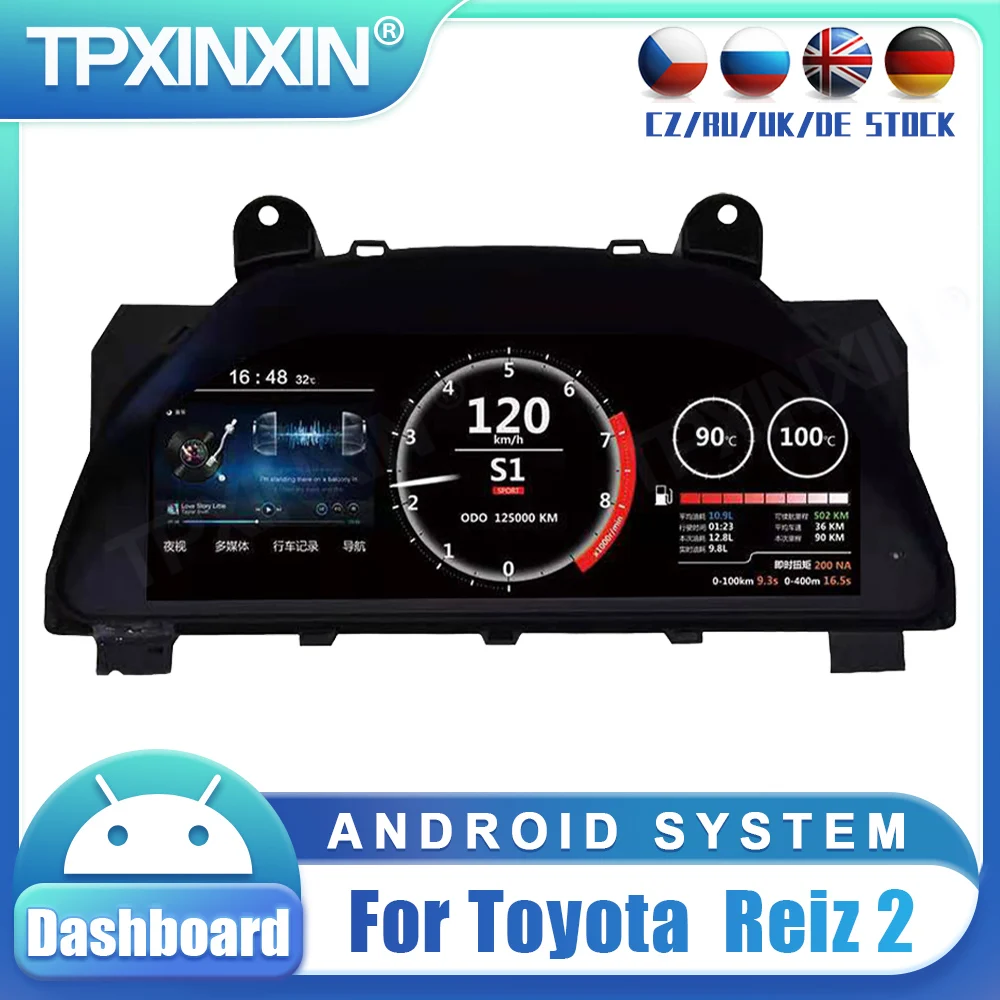 

12.3 Inch Car LCD Dashboard For Toyoda Reiz 2 2010+ Android 9.0 Car LCD Instrument Panel Modified and Upgraded Multifunctional
