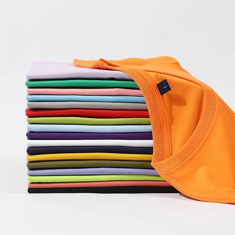 

Loose fit Ice silk cotton t shirt for men and women Solid color summer short sleeve t shirts male t shirts Print DIY logo