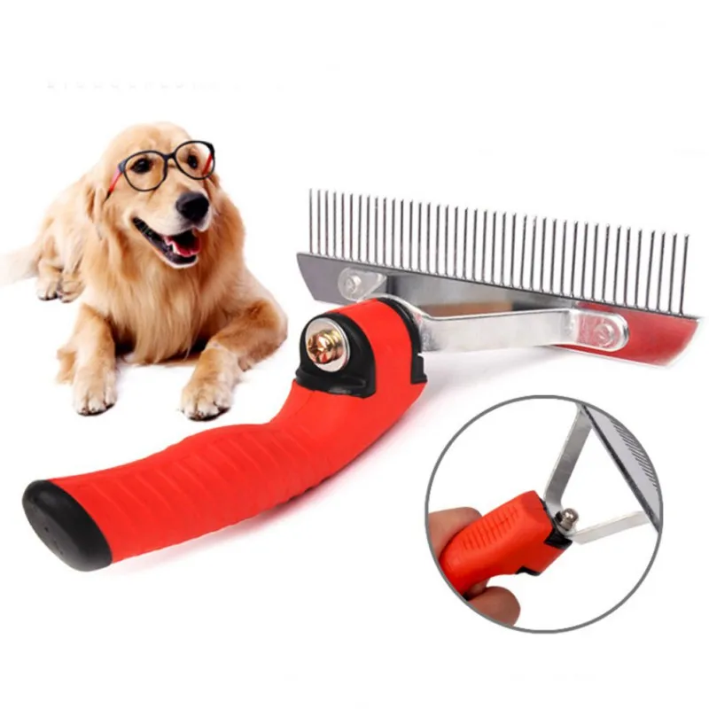 

Deshedding Brush Hair Removal Comb Brush for Dogs Cat Detangler Fur Trimming Dematting Pet Grooming Tool Non-slip Handle Combs