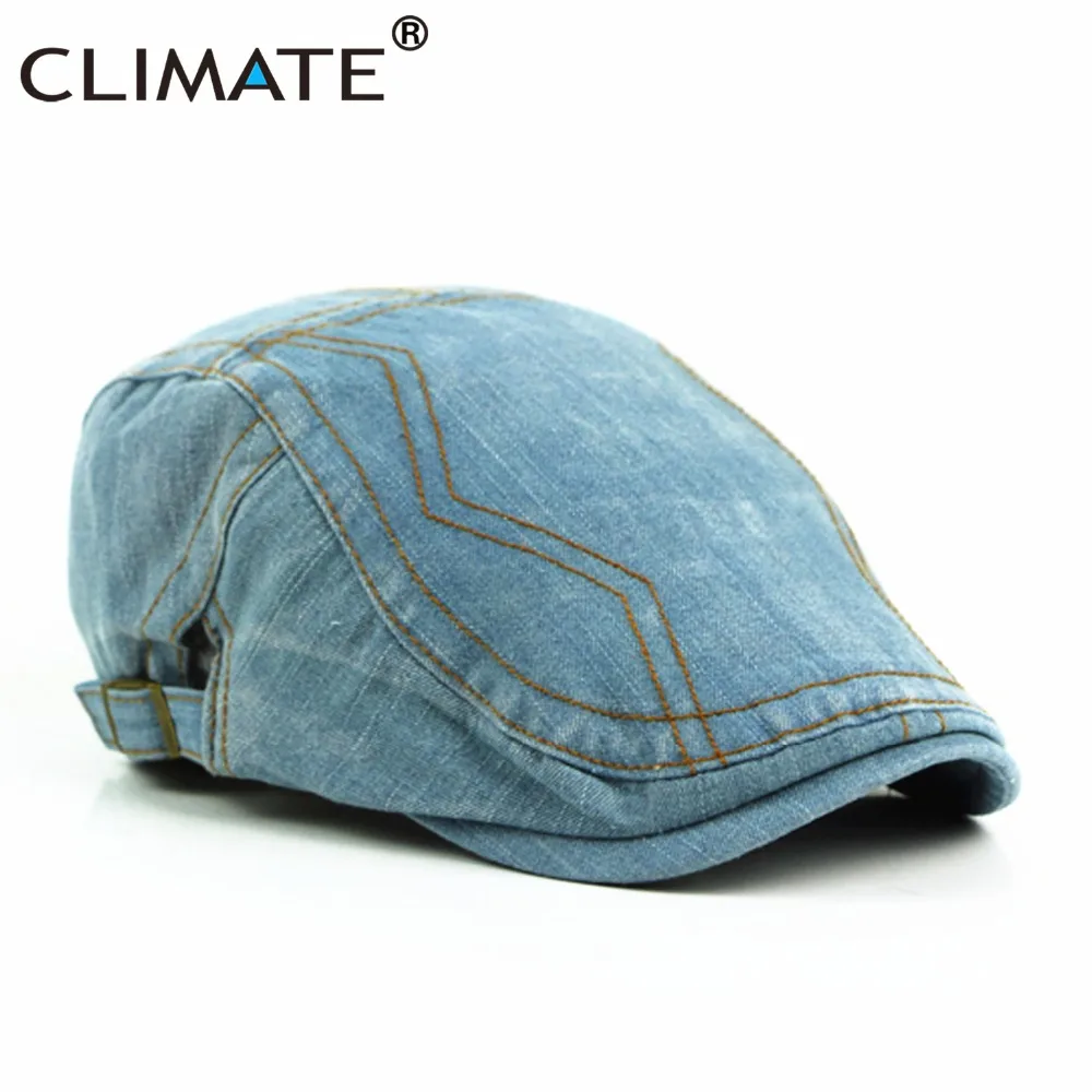 Кепка CLIMATE Denim плоская Мужская берет регулируемая шапка из хлопка и денима