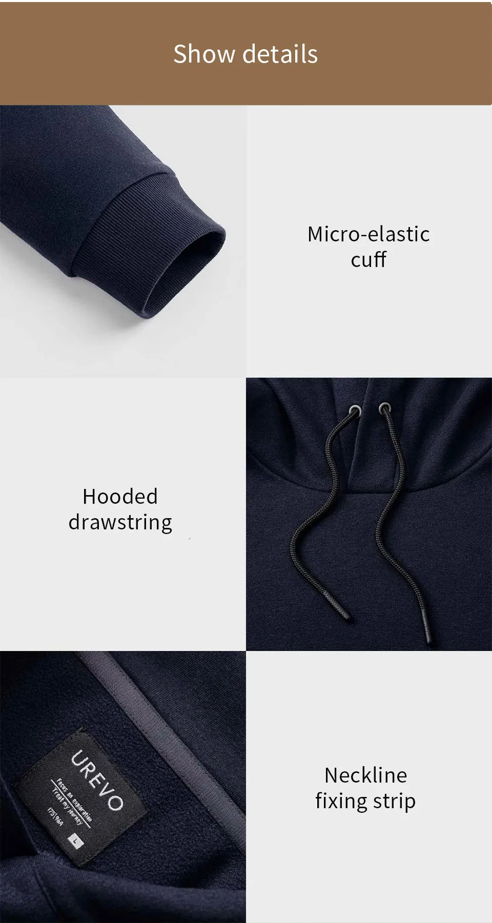Xiaomi UREVO life Мужской флисовый классический свитер с капюшоном, трендовая одежда мягкая и удобная, подходит для осеннего и зимнего сезонов