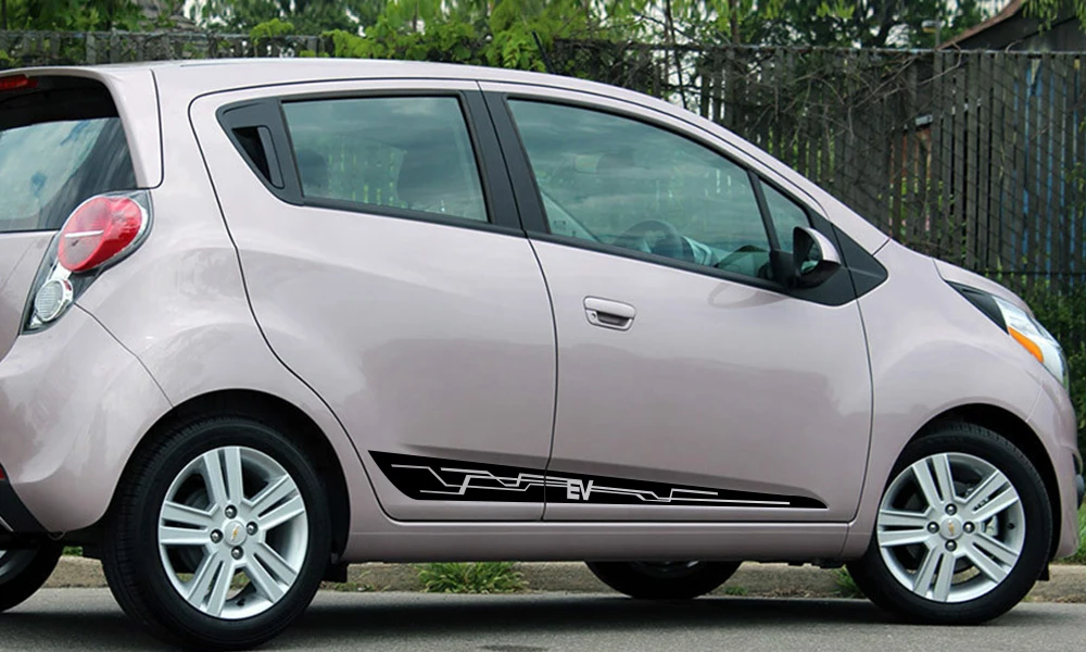 2 шт. для Chevrolet Spark автомобильные боковые наклейки на дверь авто Спортивная графика виниловая пленка наклейки автомобильный Стайлинг автомобильные принадлежности для тюнинга