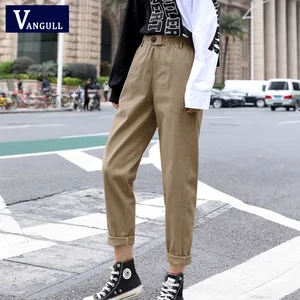 Брюки Vangull женские с завышенной талией, повседневные свободные модные штаны-султанки в Корейском стиле, модель XXXL на весну и осень