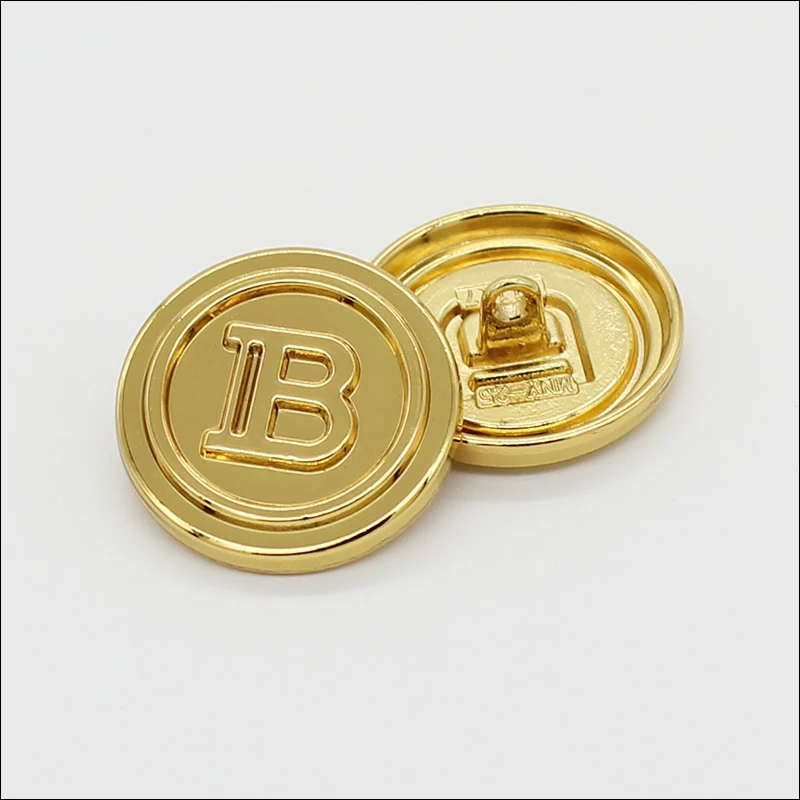 

6PCS English Letter B Metal Button round Gold Button for Men and Women Coat Trench Coat Hand Sewing Button