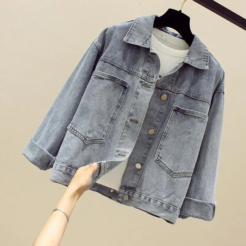 

2021 Spring And Autumn New Fashion Women's Denim Jacket Loose Short Student Coat Female Casual Wild Jackets Roupas Feminina