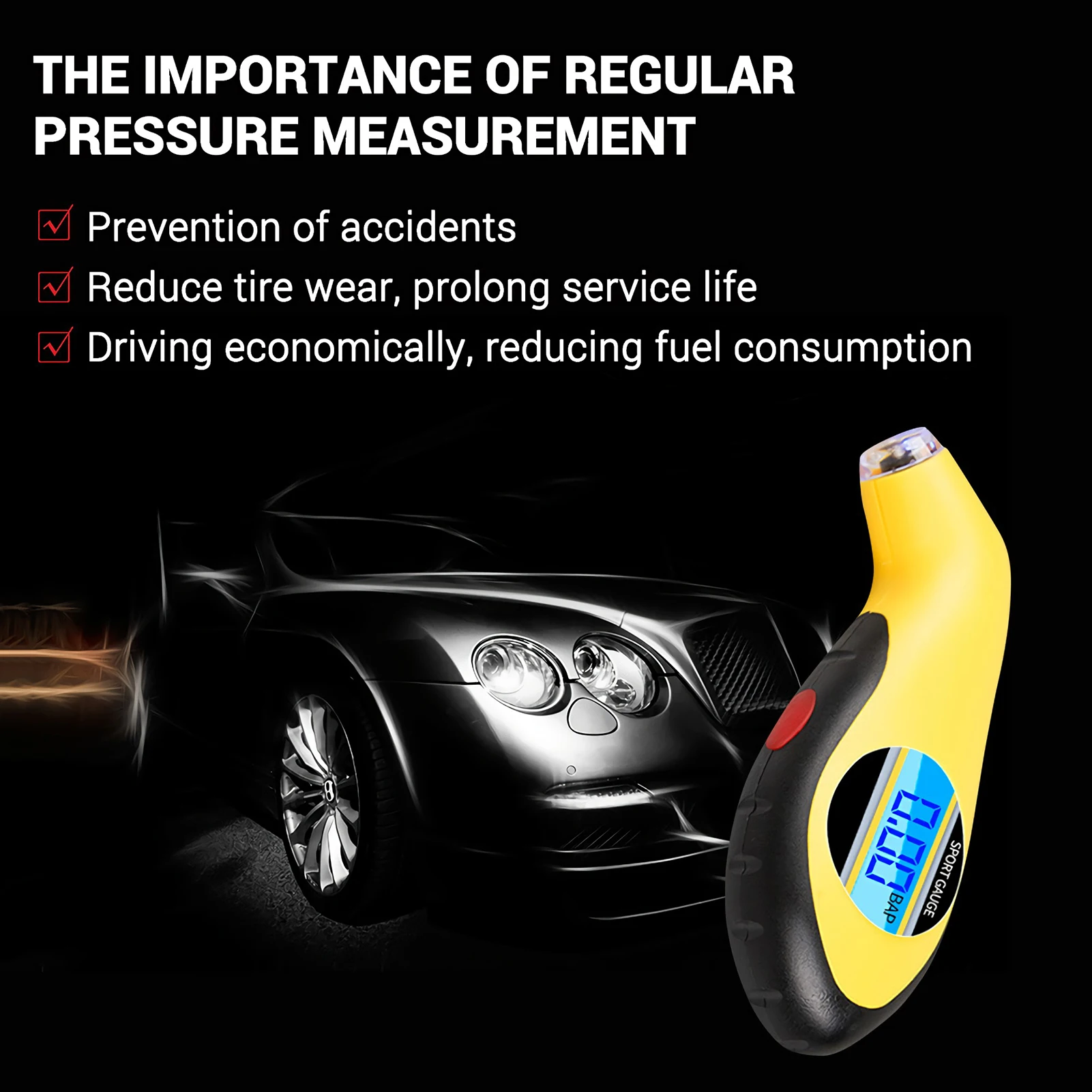 Цифровой манометр для шин регулируемый измеритель давления в шинах 0 150 PSI