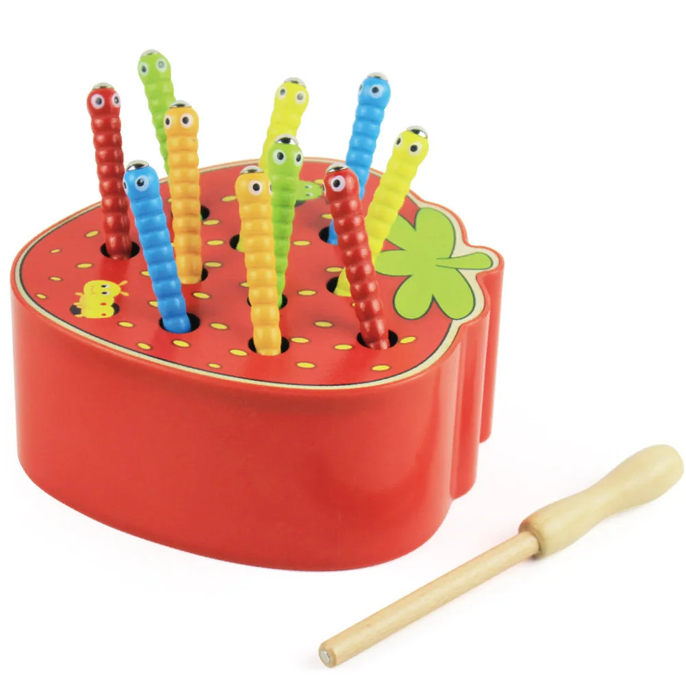 Ранние фрукты игрушки детские развивающие игрушки ловить червя Когнитивная клубника захватывающая способность Забавные 3D головоломки Дет... от AliExpress WW