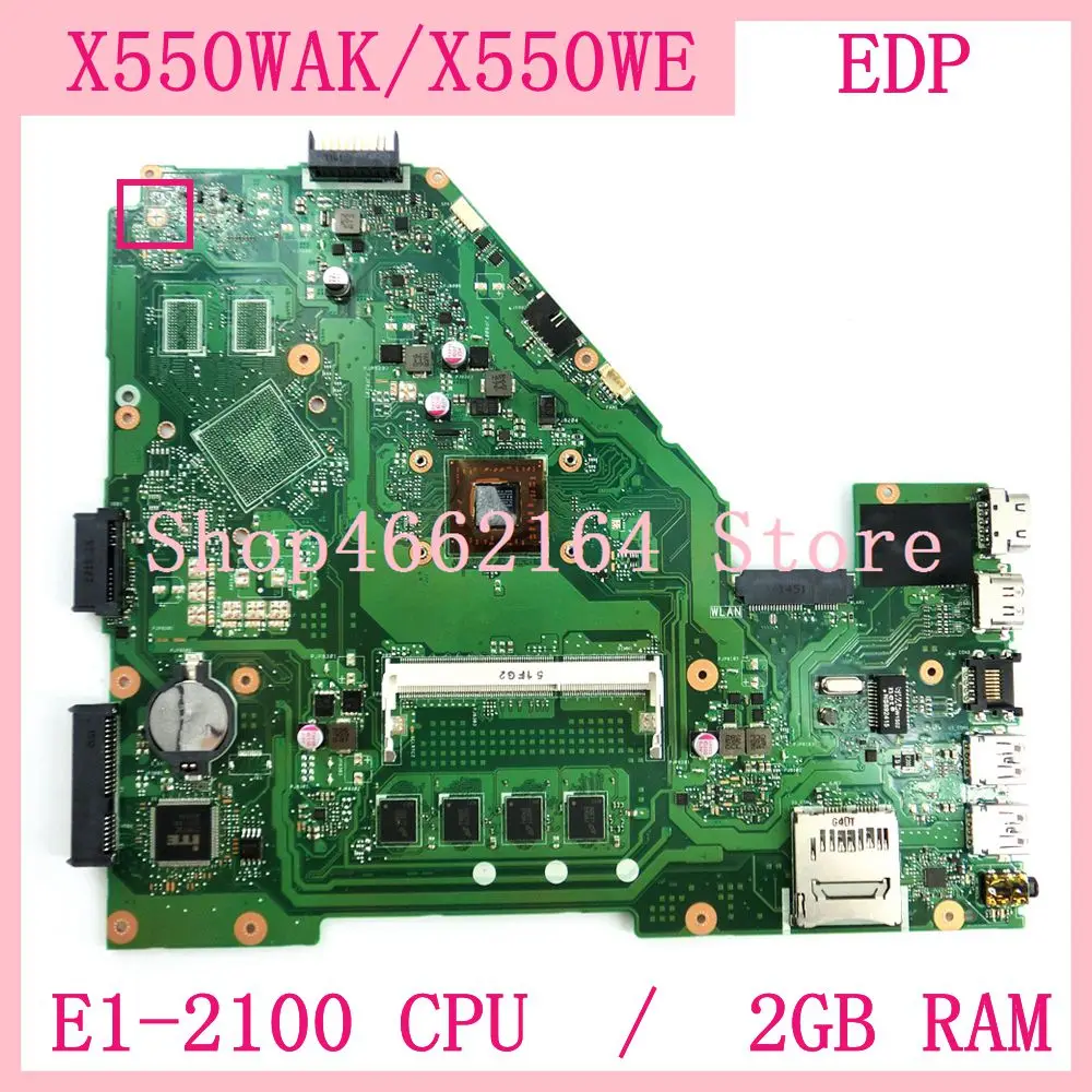 Материнская плата X550WAK для ASUS X550WA E1 2100CPU 2GB RAM материнская ноутбука X550 X552W X550WE X550W D552W