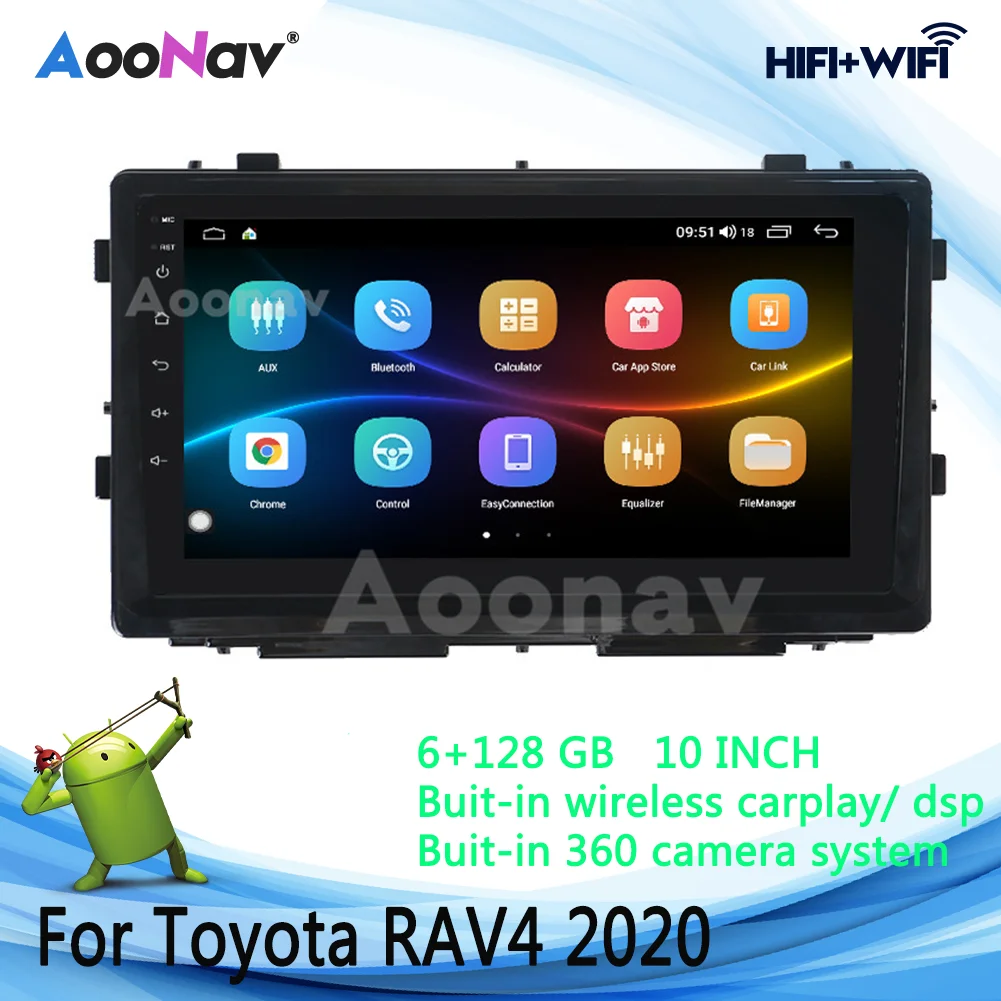 

360 camera Car Radio For Toyota RAV4 2020 GPS Navigation QLED Touch Screen 6+128GB 10 Inch Android Stereo DVD Multimedia Player