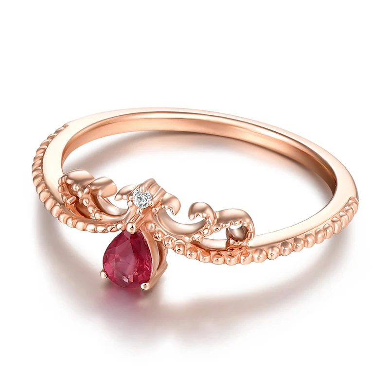 ENZO Natural ruby 18K Pure Gold 2020 New Hot Selling Top Ring Women Heart Shape For Ladies Woman Genuine Jewelry | Украшения и