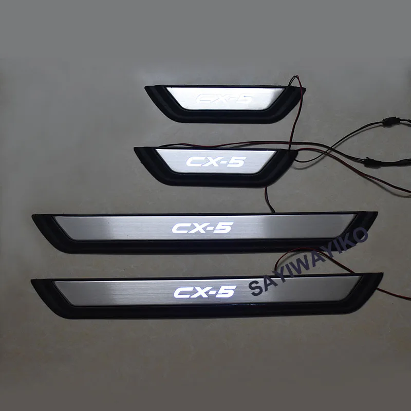 

Подходит для Mazda CX-5 Cx5 2017 2019 2020, светодиодная подсветка, Накладка на порог, приветственная педаль, нержавеющая сталь, автомобильный Стайлинг, автомобильные аксессуары