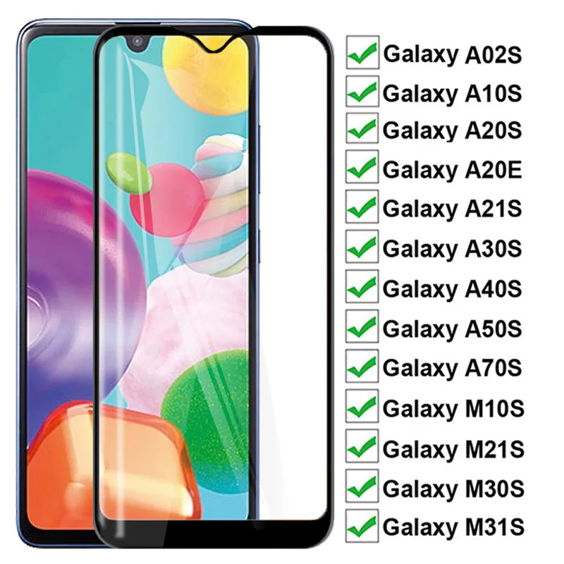 Закаленное стекло 100D для Samsung A02S A10S A20E A20S A30S A40S A50S A70S защита экрана Galaxy M10S M21S M30S M31S
