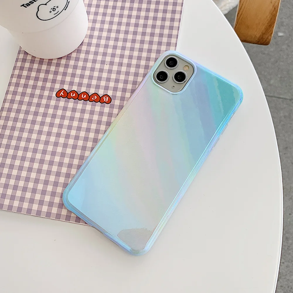Цветной блестящий чехол LOVECOM Blue Ray Sky для iPhone 12 Mini 11 Pro XR XS Max 7 8 Plus Ударопрочный