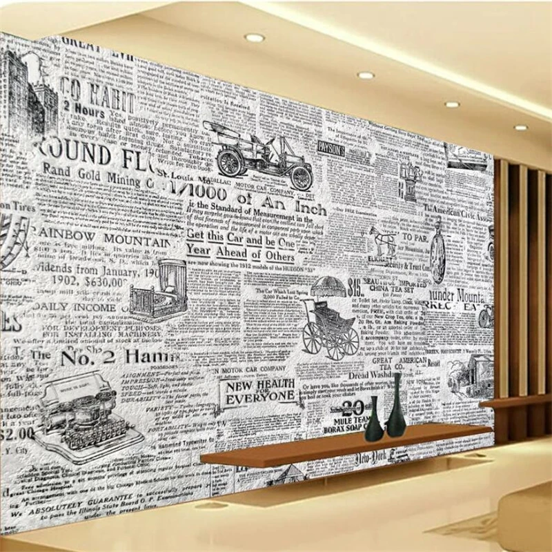 Большие фрески wellyu на заказ модное украшение для дома ретро черно белая газета