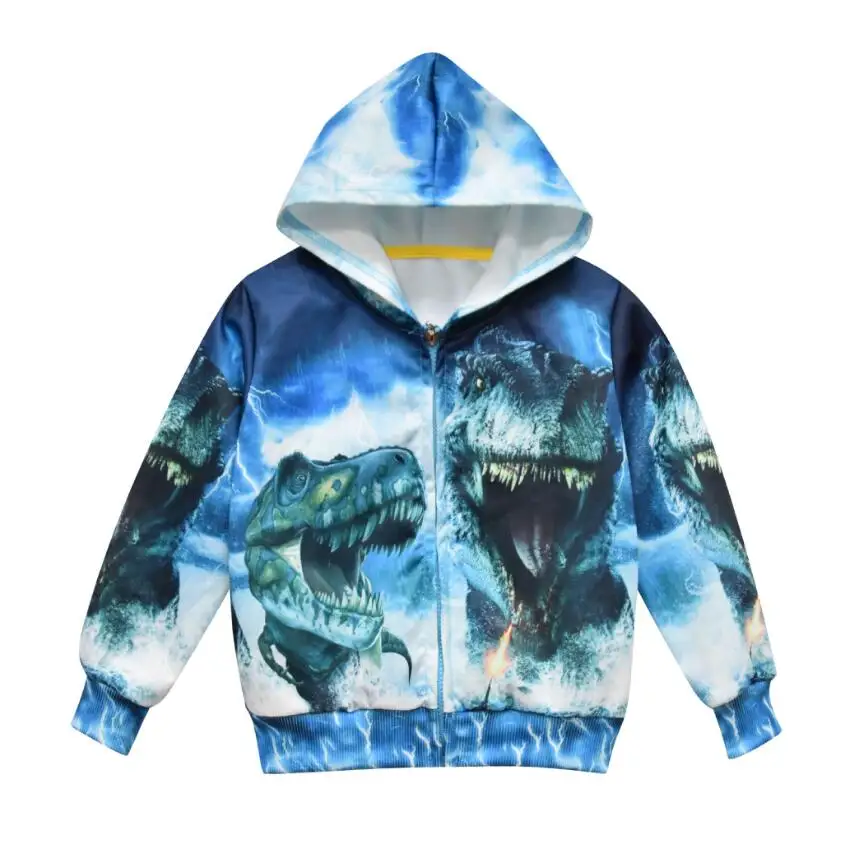 Новинка 2021 худи для мальчиков детский осенний свитшот с капюшоном динозавром