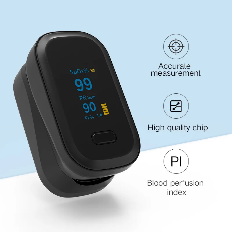 

Portable Medical PI Finger Pulse Digital Fingertip Oximeter Blood Oxygen Level Heart Rate Saturation Meter OLED Oximetro Monitor