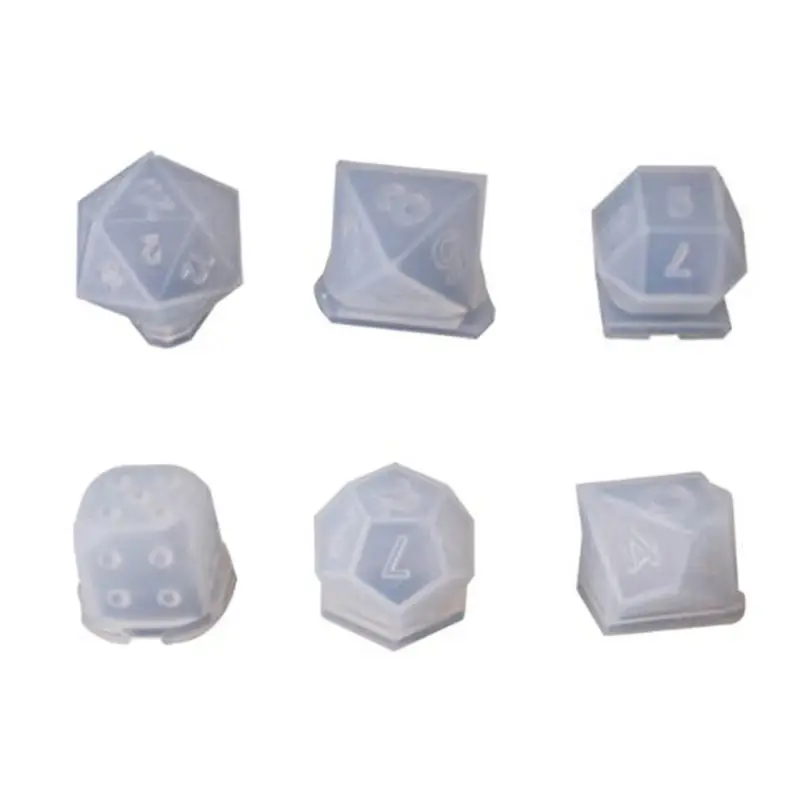 

N7MF 6 Pcs/Set Transparent Epoxy Mold UV Resin DIY Dice Mould Crafts Making Molds