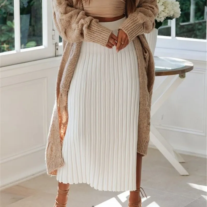 2019 женская сексуальная трикотажная юбка в рубчик однотонная высокая талия с