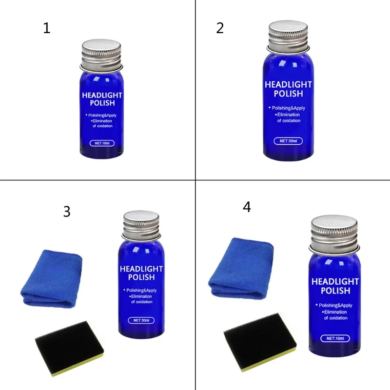 

10/30ml Headlight Polishing Kit Fast UV Protection Cleaning Tool Set for Car Lights Surface Maintenance Repair