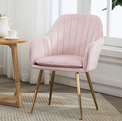 

Nordic custom design sponge metal velvet dining chair handrail leisure comfortable sofa chair for best service