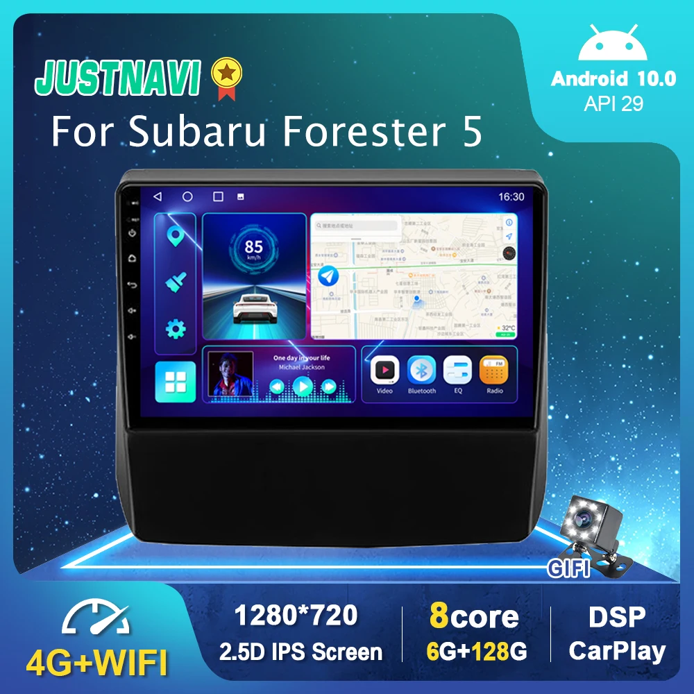 

JUSTNAVI Android 10,0 автомобильный радиоплеер для Subaru Forester 5 2018-2021 GPS DSP Carplay IPS OBD мультимедийный Serero Auto 1280*720P