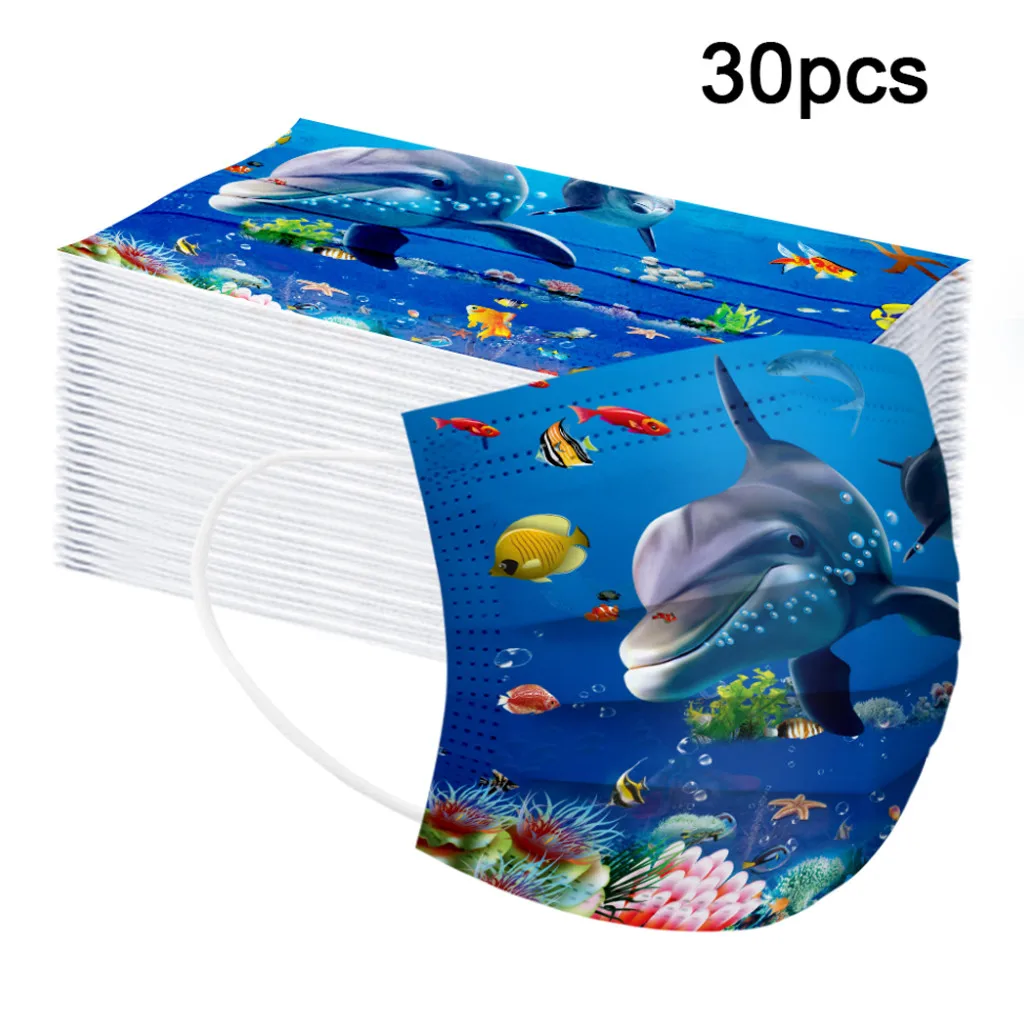 С проектом &quotДельфины&quot Одноразовые Маски Рот для ребенка 3 слоя защитные маски