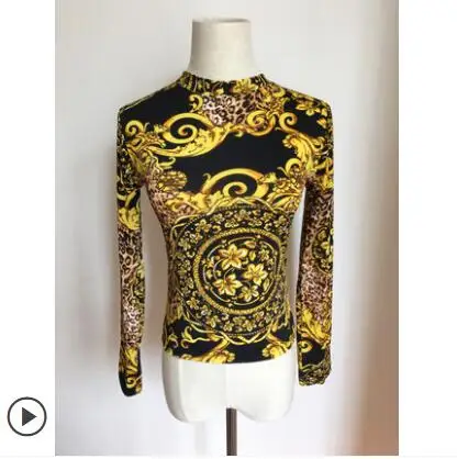 New Spring autumn Women Punk T-Shirt Multicolor Stand Collar Long Sleeve Pullover Sexy T-shirt Top | Женская одежда