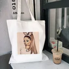 Модные холщовые сумки на плечо Ariana Grande с ручной росписью, повседневная сумка через плечо в стиле Харадзюку, новинка 2020, большая женская сумка, симпатичная сумка