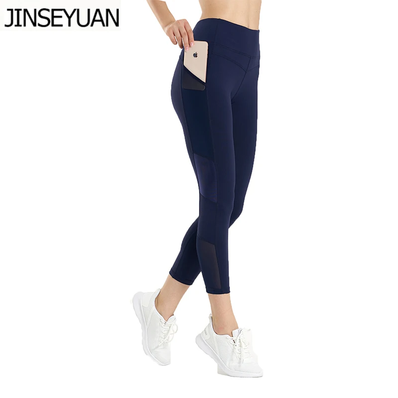 JINSEYUAN Высокая талия Бесшовные Леггинсы Спортивная женская одежда для фитнеса