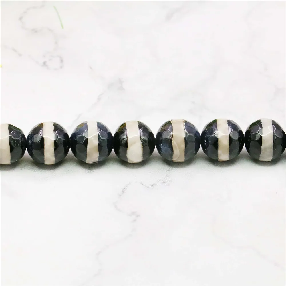 Бусины Из Натурального оникса для женщин и девушек Круглые граненые черные белые