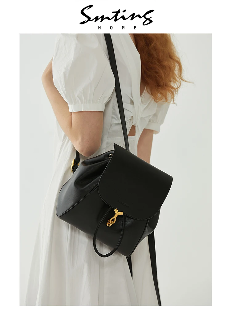 Кожаный рюкзак женский новый летний модный универсальная нишевая сумка через